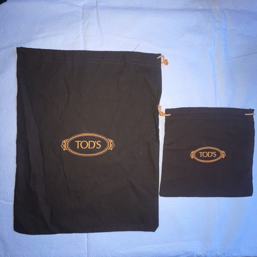 (2) TOD'S Dust Bags Brown Drawstring Closure 12"W x 15"H & 7.5"x7.5" Shoe Wallet